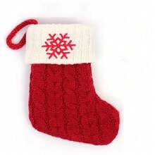 1pc Christmas Knitted Sock, Personalized Embroidered Letter Snowflake Red Cable Knit Christmas Stocking With Hanging Loop, Holiday Fireplace Decoration Gift Bag - Christmas Stocking - View 20