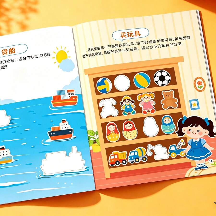 Kids Educational Sticker Book For Ages 3+, Cartoon Cognition Activity Workbook, Help Practice Fine Motor Skills, Concentration & Logical Thinking, Early Learning Toy, Ideal Birthday Holiday Gift For Boys Girls, Home Travel Interactive Game - 1 Activity Sticker Book - View 1