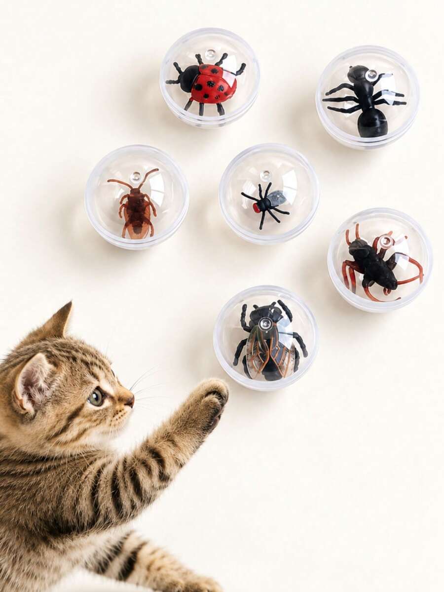 1pc Transparent Realistic Insect Cat Toy, Interactive Rolling Ball For Cats, Self-Play Boredom Relief & Exercise Toy, Encourages Chasing & Satisfies Natural Hunting Instincts - Multicolor - View 1