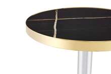 Modern Round Side Table With A Gold Stainless Steel Frame, Marble-Effect Surface (UV-Coated) For The Living Room, Luxury Side Table With A Stable Base - Black - View 7