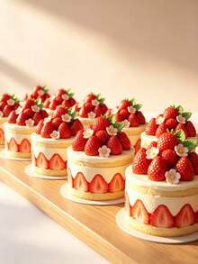 Set Cetakan Silikon Bunga Stroberi 3D, Cetakan Buah untuk Fondant, Cokelat, Permen, Dekorasi Kue, Alat Pembuat Kue, Cocok untuk Topper Cupcake, Tanah Liat Polimer, Kue Kering, Kerajinan DIY Kue Pastry, Dapat Digunakan Kembali dan Mudah Dibersihkan, Perlengkapan Dapur untuk Membuat Kue - Krem - View 4