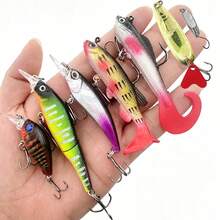 Freshwater Fishing Lure Set, Bass Trout Salmon Fishing Accessories, Includes Spoon Lures And Soft Plastic Worm Lures In Tackle Box, Fishing Gift - Set - View 12