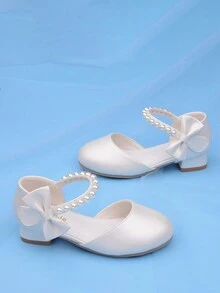 1 Pair Women's Fashion Elegant Bow Decor High Heel Princess Design Shoes, White, Breathable Non-Slip Formal Shoes, Suitable For Wedding, Party, Stage, Spring/Summer/Autumn - White - View 2