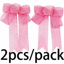 (2pcs/Pack) Christmas Tree Wreath Decoration Bows, Linen Bows Christmas Tree Decoration DIY Handmade Materials - Mixed Colors - View 18