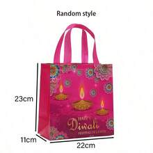 20/12/4pcs Diwali Gift Bags, Oil Lamp Double-Sided Print Tote Bags, Shopping Bags Suitable For Diwali Gift Giving And Blessing - Multicolor - View 8