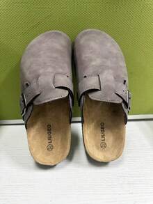 Men's Wooden Clogs Half-Slip-On Sandals, Summer Slip-On Soft Cork Couple Slides, Plus Size Office Casual Closed-Toe Soft Cork Sole Sandals For Autumn/Winter - Mocha Brown - View 7
