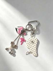 1pc Fashion Polka Dot Wing Beaded Chain Pendant Bag Charm Keychain Accessory, Suitable For Women's Shoulder Bag, Tote Bag, Keychain - Multicolor - View 9