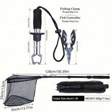 Set Jaring Pancing & Tang Penjepit Ikan 3 Buah, Jaring Pancing Lipat Portabel 80cm/105cm/125cm dengan Tiang Teleskopik, Jaring Pancing Tahan Lama dari Baja Tahan Karat, Tang Penjepit Ikan dari Baja Tahan Karat, Alat Pelepas Kail, Pembuka Cincin, Perlengkapan Penjepit Ikan - MultiWarna - View 12