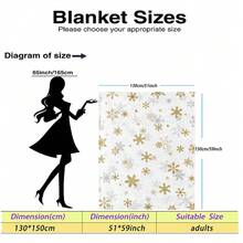 1pc Christmas Gold & Silver Snowflake Digital Print Flannel Blanket - Modern Style, Soft & Comfortable Polyester Knit Fabric For All Seasons, Multi-Purpose, Suitable For Sofa, Bed, Travel, Camping, Chair, Gift Blanket - White - View 12