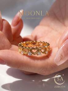 1pc Cute Hollow Heart Ring, Suitable For Street Style, Theme Party And Creative Gift - Exquisite Openwork Heart - View 4