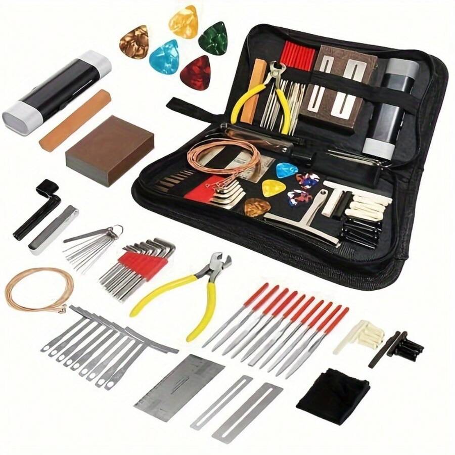 72PCS Guitar Tool Kit Professional Guitar Maintenance Tool Kit for Guitar Ukulele Bass Banjo Luthier Tools Guitar Repair Tool Kit for Guitar Player or String Instrument Enthusiast Beginner - 72 Stk. - Übersicht 1