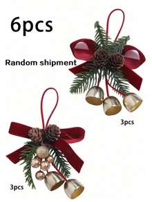 10PCS/5pcs Velvet Bow Pinecone Bell Accessories Christmas Tree Pendant Suitable For Christmas Home Decor, Room Decoration, Door Handle Decoration, Living Room Hanging Decor, Christmas Tree Decorative Hanging - Multicolor - View 11