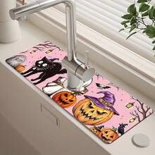 1 buah Keset Keran Halloween, Keset Penyerap Keran Wastafel Motif , Keset Drainase, Cocok Untuk Dapur, Wastafel Kamar Mandi, Meja Dapur, Keset Drainase, Bahan Tanah Diatom, Dapat Dipotong, Keset Cepat Kering - MultiWarna - View 1