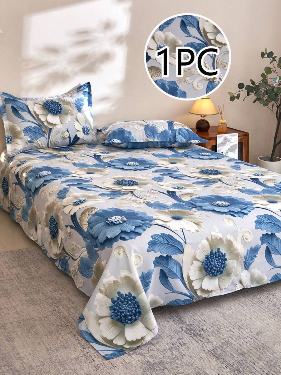 1pc Ultra Soft Printed Bed Sheet, Lightweight As A Cloud, Soft And Breathable, Suitable For All Bed Sizes - Single, Double, Queen, King. Machine Washable, Essential For Home And Student Dorms, Back To School Season, Christmas Holiday Decor, All Season Use, Room Decoration - Multicolor - View 1