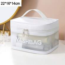 Solid‑Color Square Semi‑Clear Storage Bag With Handle, Zipper Organizer For Baby Toiletries, Diapers And Sundries, Dedicated For Baby Nursery Room - Multicolor - View 9