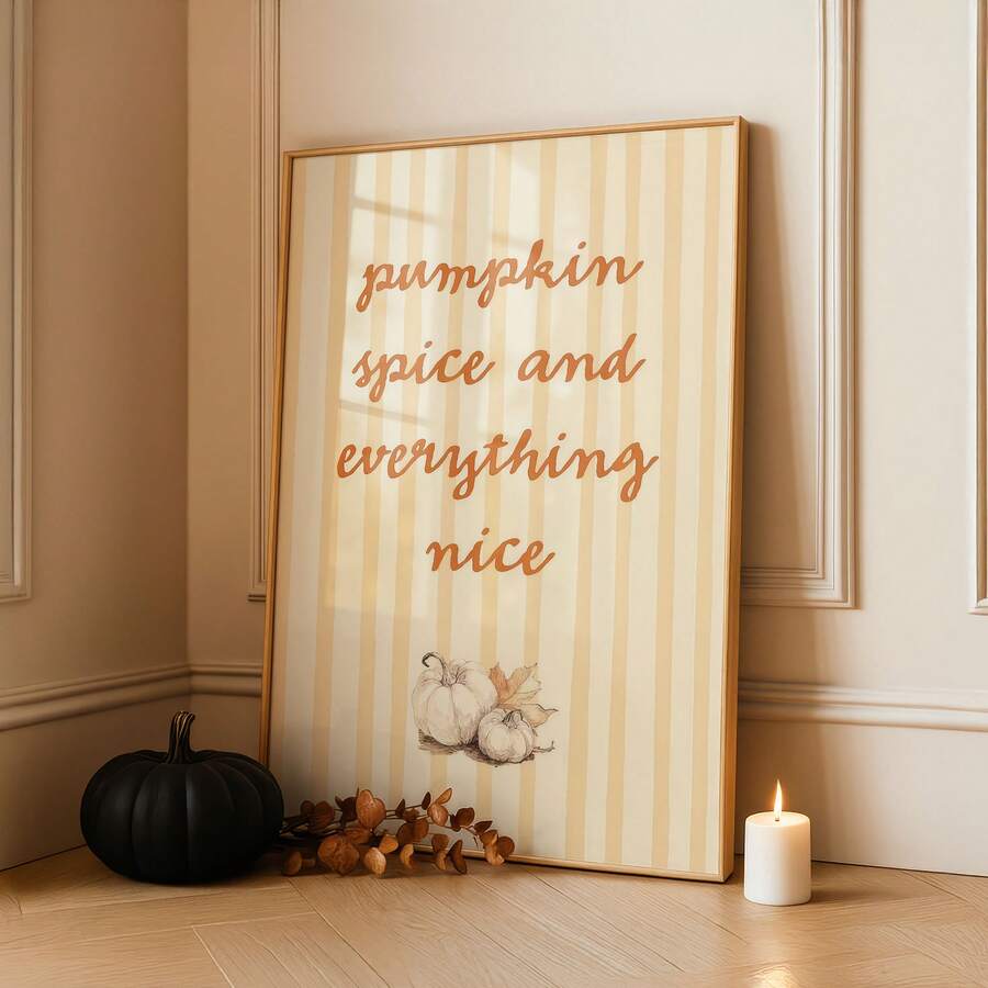 1pc Frameless Pumpkin Spice Autumn Cozy Rustic Kitchen Living Room Wall Art Canvas Poster For Dorm Back To School Gift - Frameless - View 1