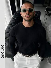 GRDR Men's Autumn/Winter Crew Neck Knit Sweater - Black - View 8