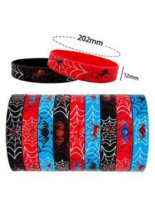 Superhero Silicone Wristband, Cartoon Spider Pattern Silicone Bracelet - Multi-color - View 6