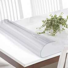 1pc Transparent Vinyl Tablecloth, Spill-Proof, Easy To Wipe, Heat-Resistant, Suitable For Dining Tables And Kitchen Tables - White - View 4
