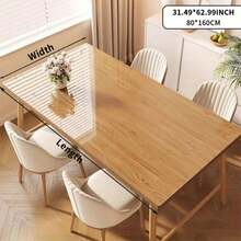 1pc Transparent Vinyl Tablecloth, Spill-Proof, Easy To Wipe, Heat-Resistant, Suitable For Dining Tables And Kitchen Tables - White - View 2