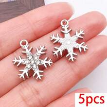 5/10pcs Rhinestone Snowflake Charms Inlaid Winter Snow Pendants For DIY Fashion Bracelet Earring Necklace Christmas Jewelry Making Supplies - Multicolor - View 15