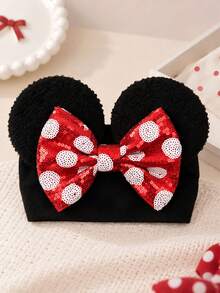 Disney 1PC Minnie Mouse Bow Headband, Black Plush Ears With Red Sequin Bow, Cute Party Accessory For Women And Girls - Multicolor - View 5