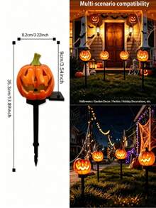 1pc Solar Powered Pumpkin Light, LED Outdoor Realistic Pumpkin Garden Stake Light, Weather-Resistant Warm Light Decoration, Auto On/Off, Suitable For Yard Garden Lawn Path Patio Backyard, Halloween Holiday Home Decor And Festival Gift - Pumpkin Ground Stake Light - View 11