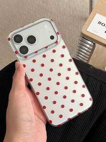 時尚手機殼，極簡可愛設計，黑白波點圖案，相容 iPhone 11 至 17 系列，17Pro Max 17pro 17 16promax 16pr 16plus 15proma 15pro 15 14promax 14pro 14 13promax 13pro 13 12promax 12pro 12 11 智慧型手機保護殼 - 紅色 - 查看 3