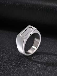 1pc Minimalist Hip-Hop Stainless Steel Rotating Ring, Steel Color Men's Jewelry Accessory, Personalized Daily Gift - Silver - View 3