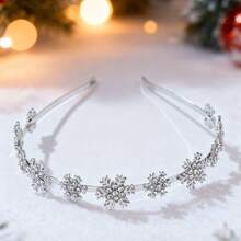 1pc Cute Snowflake Rhinestone Women's Headband, Christmas Snowflake Metal Hair Hoop, Fashionable Minimalist Alloy Hair Accessory, Suitable For Daily Wear - Multicolor - View 3
