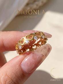 1pc Cute Hollow Heart Ring, Suitable For Street Style, Theme Party And Creative Gift - Exquisite Openwork Heart - View 3
