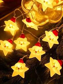 1pc Star Santa Claus LED String Lights, Christmas LED String Lights, Santa Claus Snowman Lights, Suitable For Creating Holiday Atmosphere, Applicable For Christmas Tree, Indoor Decoration, Room Arrangement, Holiday Ornaments, Home Decor, Holiday Lighting - Star Blow Molded Elderly - View 6