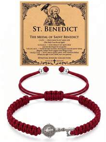 ZIRUISP Saint Benedict Key Bracelet For Women Men, Catholic Medal Charm Bracelet, Adjustable Braided Rope Wristband, Religious Faith Jewelry, Spiritual Gift - St. Benedict Knot Bracelet - View 7