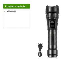 Senter LED 6000000LM Jangkauan Jauh 3000M 30W Daya Tinggi Senter Zoomable Isi Ulang Type-C Tampilan Daya Digital Tahan Air Senter Genggam Untuk Berkemah Mendaki Keadaan Darurat - hitam - View 12