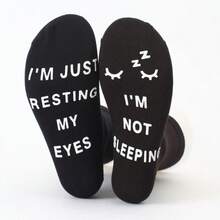 1 Pair All Cotton Mid-Calf Socks With Letter Non-Slip Dots On Sole, Floor Socks For Men And Women Gaming - Multiple Styles - View 11