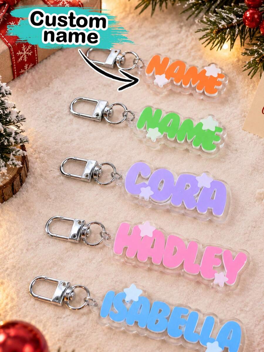 Custom Letter Keychain, Personalized Name Keychain, Customized Cute Keychain, Customizable Birthday Gifts, Key Chain For Christmas Gift - Style D - View 1