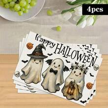 1/4/6pcs Halloween Series Cartoon Cute Ghost Pattern Printed Placemats, Heat-Resistant Table Mat For Home Kitchen/Table Protection, Kitchen Dining Table Party Scene Decoration - Multicolor - View 14
