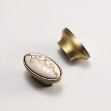 4pcs European Minimalist Vintage Ceramic Drawer Pulls, Retro Cabinet Handles, Chinese Style Ring Button Single Hole Cabinet Wardrobe Door Knobs - Retro Handle - View 9