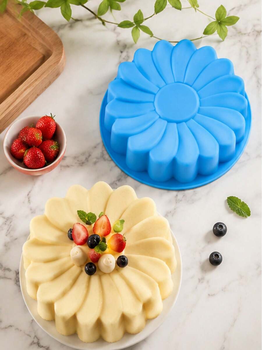 Single Large Daisy Flower Silicone Cake Mold, Floral Baking Pan For Cake, Chocolate, Mousse, Pudding, Jelly, Cheesecake And Dessert Making, Creative DIY Home Baking Tool For Parties And Celebrations - Multicolor - View 1