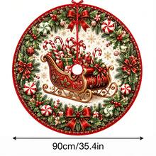 1pc Gold Sleigh Pattern Christmas Tree Skirt Loaded With Christmas Gifts, Elegant Holiday Decor, 5 Sizes, Unisex Holiday Gift, Suitable For Home And Party Christmas Home Decoration - Golden Sleigh Filled With Christmas Gifts - View 11