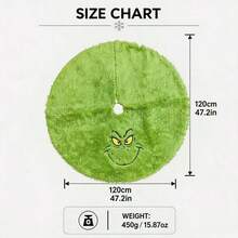 The Grinch 1pc Green Christmas Tree Skirt Plush Green Monster Cartoon Christmas Tree Skirt Decoration - Green - View 7