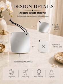 Chanel White Portable Mirror, 15.5*15.5cm, Single Piece, Clear Image With Lanyard, Perfect For Daily Travel, Convenient For Touch-Ups And Checking Appearance - White - View 6