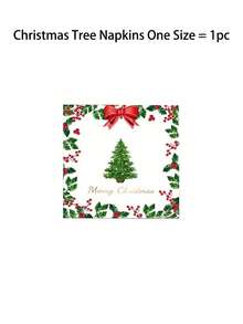 48/24/1pc Christmas-Themed Party Napkins, Disposable Christmas-Print Napkins, Christmas Decorations, Christmas Tree And Bow Patterned Napkins. Suitable For Christmas Parties, Table Settings, Holiday Dinners, And Themed Party Decorations. Can Be Used For Plating Or Wiping, Enhancing Table Aesthetics. Ideal For Christmas Decorations, Party Preparations, And Holiday Gifts. - Multicolor - View 11