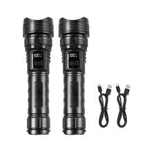 Senter LED 6000000LM Jangkauan Jauh 3000M 30W Daya Tinggi Senter Zoomable Isi Ulang Type-C Tampilan Daya Digital Tahan Air Senter Genggam Untuk Berkemah Mendaki Keadaan Darurat - hitam - View 13