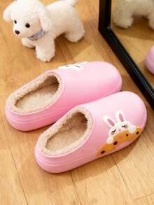 HAHABOBO Sandal Anak-Anak Baru Berwarna Pink dengan Lapisan Bulu Halus, Motif Kelinci Lucu, Hangat untuk Musim Gugur/Musim Dingin, Dapat Digunakan di Dalam/Luar Ruangan, Ringan dan Modis, Unisex, Cocok untuk di Rumah dan Sekolah, Hadiah Natal - Berwarna merah muda - View 5