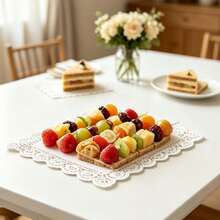300pcs White Disposable Lace Paper Placemats, Rectangular Decorative Table Mats, Elegant Cake, Dessert, Coffee, Craft, Wedding Tableware, Party Decoration And Food Serving Paper Pads - White - View 9