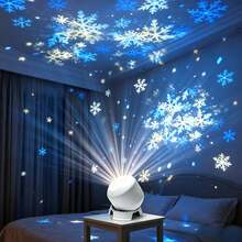 1PC LED Snowflake Projection Light, 360 Degree Rotating Dynamic Projection Night Light, USB Powered Adjustable Angle Stage Light, Indoor Holiday Decoration, Suitable For Room, Christmas, Easter And Party Decoration - Projector Light - View 1