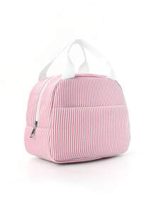 1pc Insulated Lunch Bag With Handle, Portable Small Food Cooler Storage Bag For Work, Office, Travel, Picnic And Daily Meal Prep (Note: Lunch Box And Utensils In The Image Are Not Included, For Reference Only) - Hot Pink - View 5