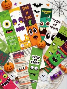 30pcs Cartoon Halloween Paper Bookmarks, Multi-Functional Reading Cards, Marker Cards, DIY Message Cards, Page Annotation Cards, Student Supplies, Suitable For Back To School Season, Birthday Gifts, Holiday Gifts - 30pcs - View 1