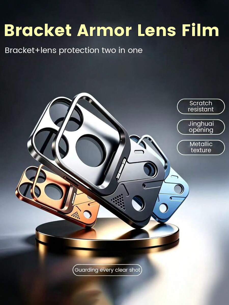 Metal Folding Stand Compatible With Apple 18 Pro/18 Pro Max/17 Pro/17 Pro Max, Hollow Rear Camera Base Anti-Scratch Lens Protector Film, Shock-Proof, Anti-Scratch And Anti-Fingerprint, Precise Cutouts, 2-In-1 Stand + Lens Protection, Perfect Coverage And Fit, High-Definition Photography